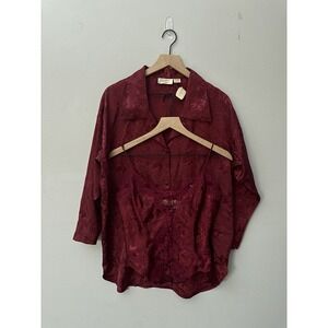 Vintage Victoria's Secret Gold Label Burgundy Satin Sleep Shirt & Camisole S
